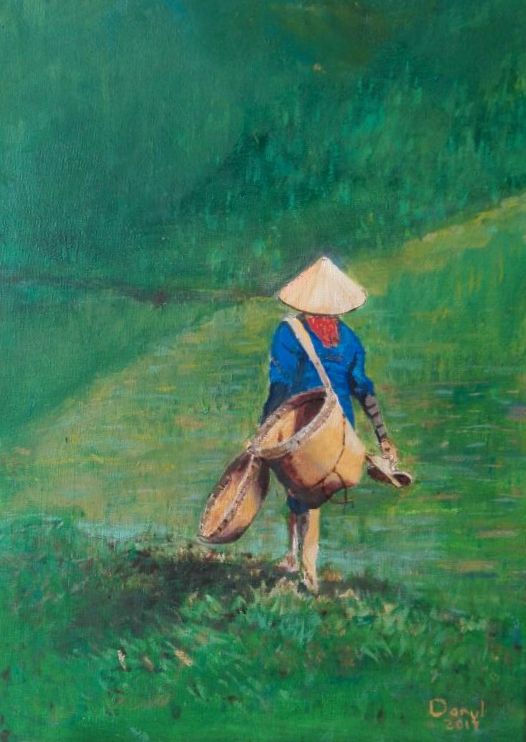 Vietnam. Oils on stretched canvas. Unframed 29 cm x 41 cm