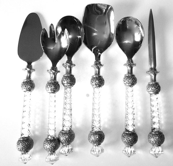 Crystal range of pewter flatware